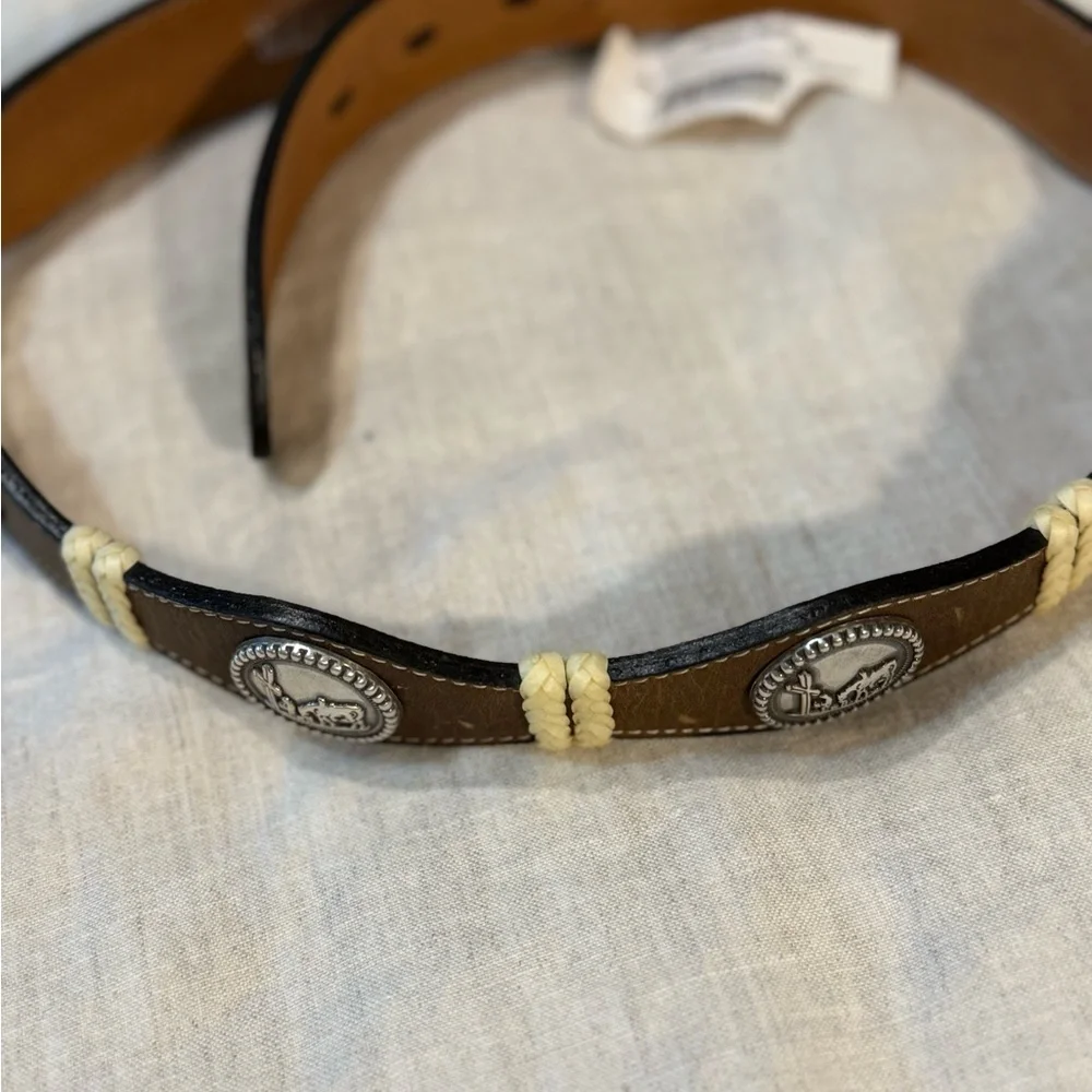 Ranger Leather brown Belt with Silver Buckle NWT boys size 28 #cowboy